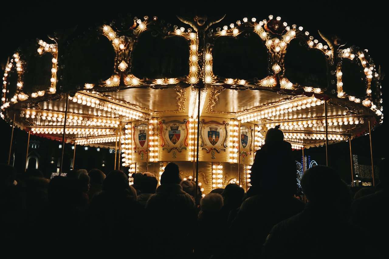 Image - dark night lights ride amusement