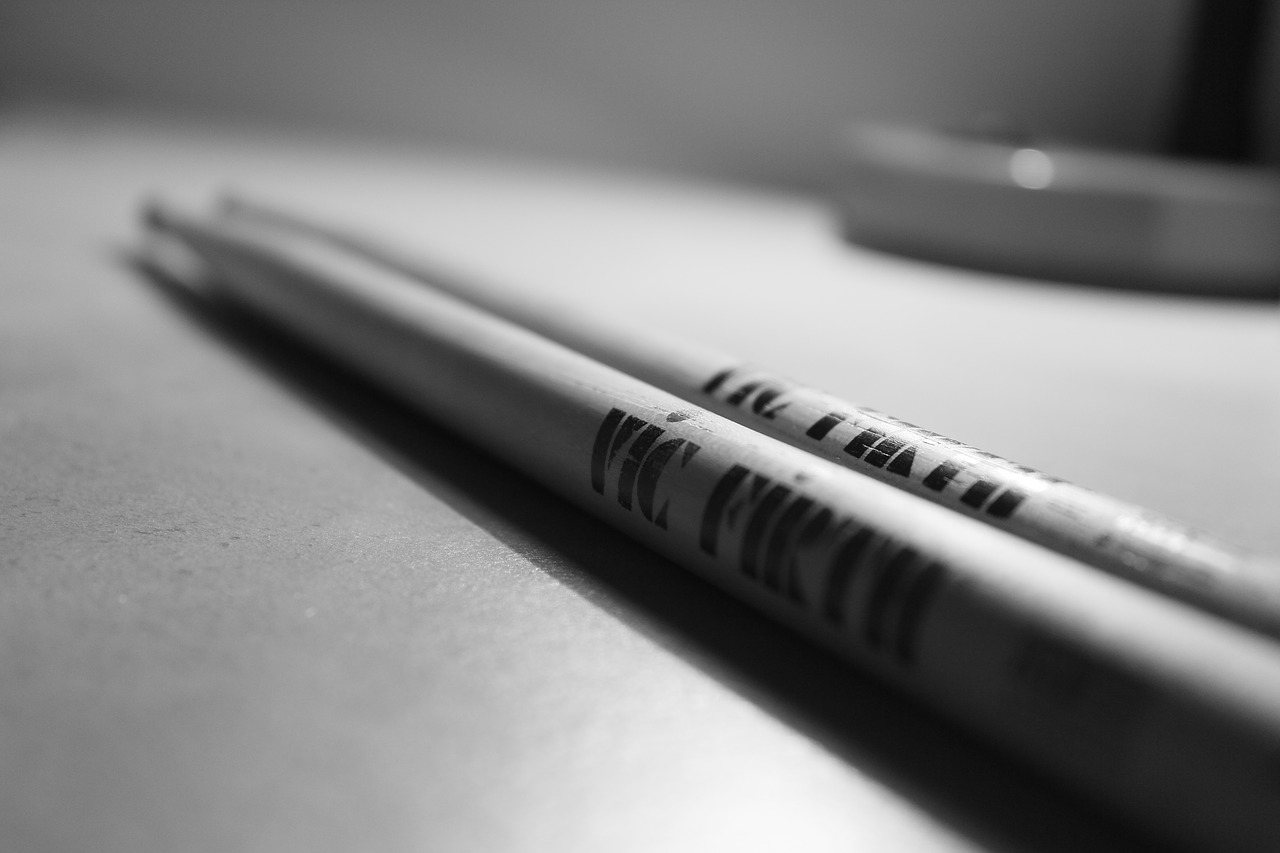 Image - black and white drumsticks wooden