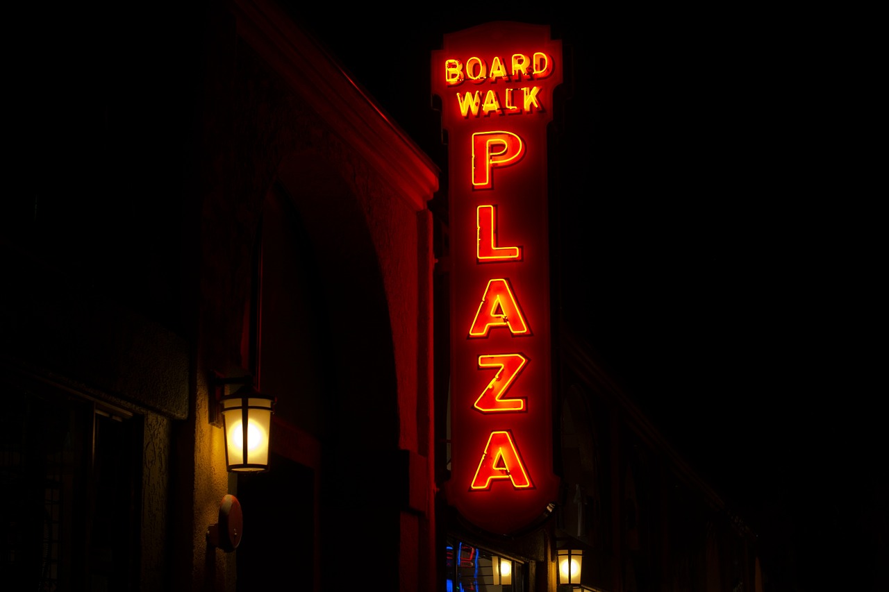 Image - dark night city signage plaza