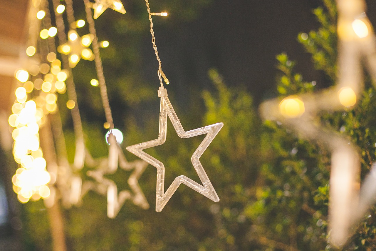 Image - christmas lights bokeh star