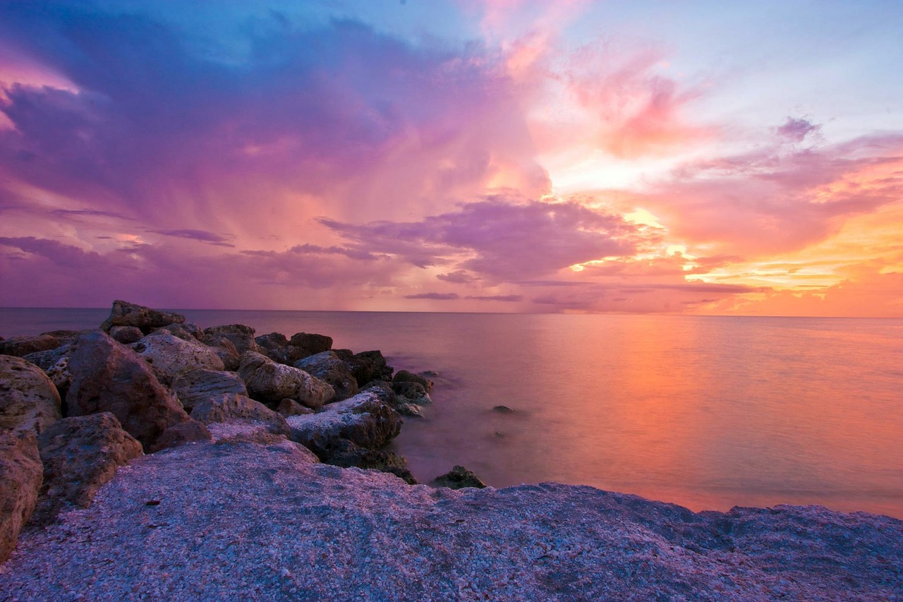 Image - ocean sunset sea red cloud