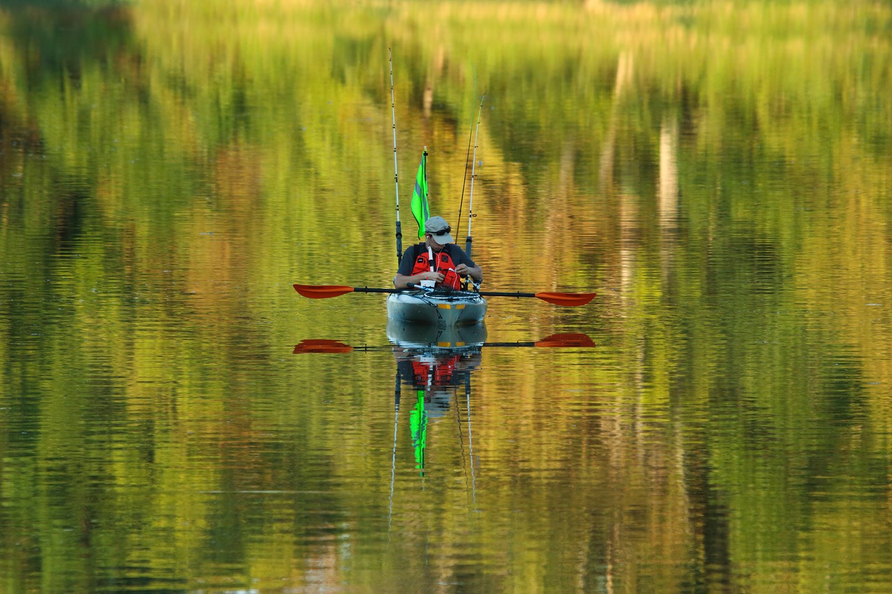 Image - lake water paddle boat reflection