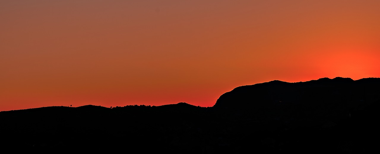 Image - orange sky mountain dark