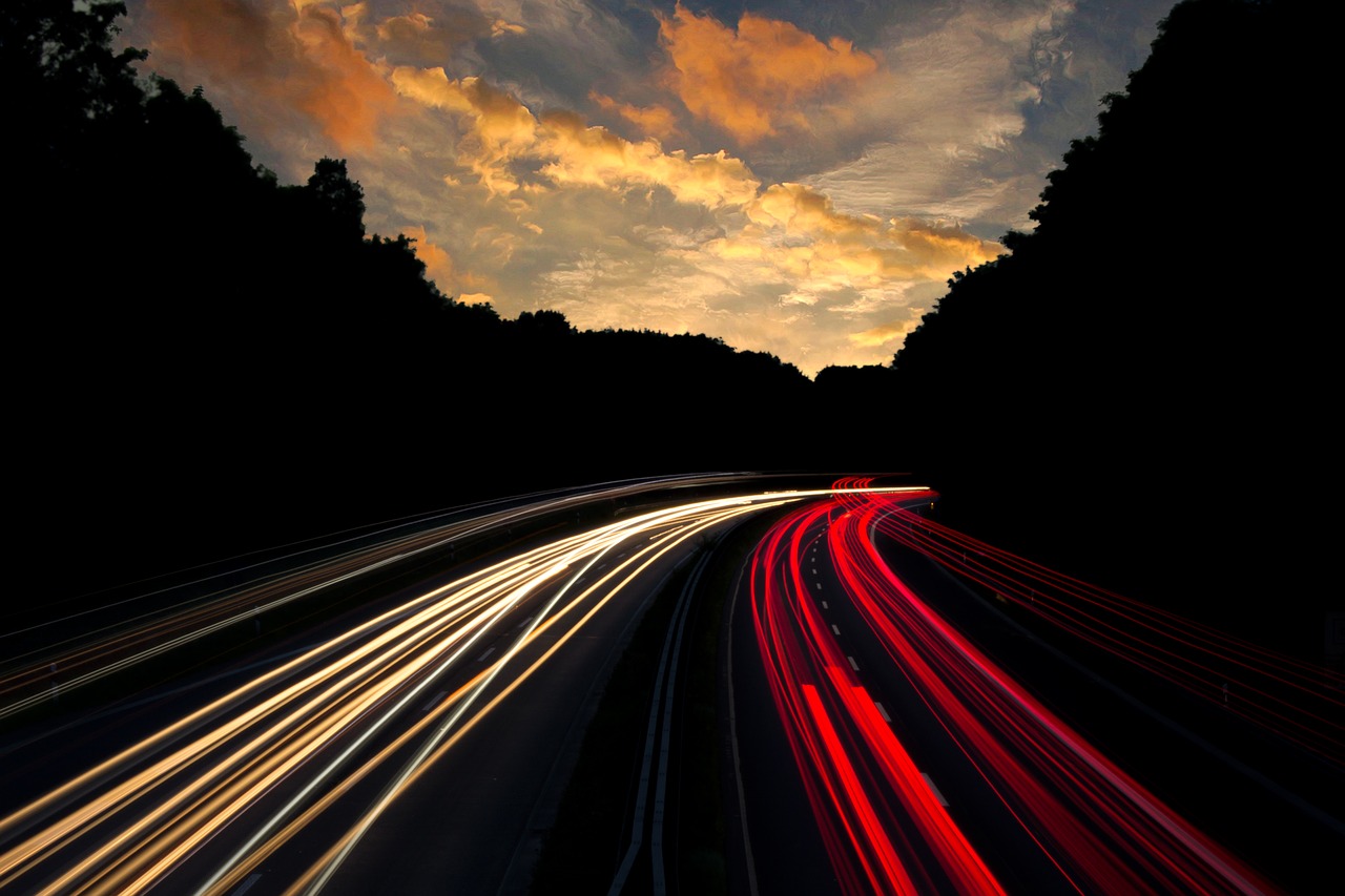 Image - road freeway light dark nigh