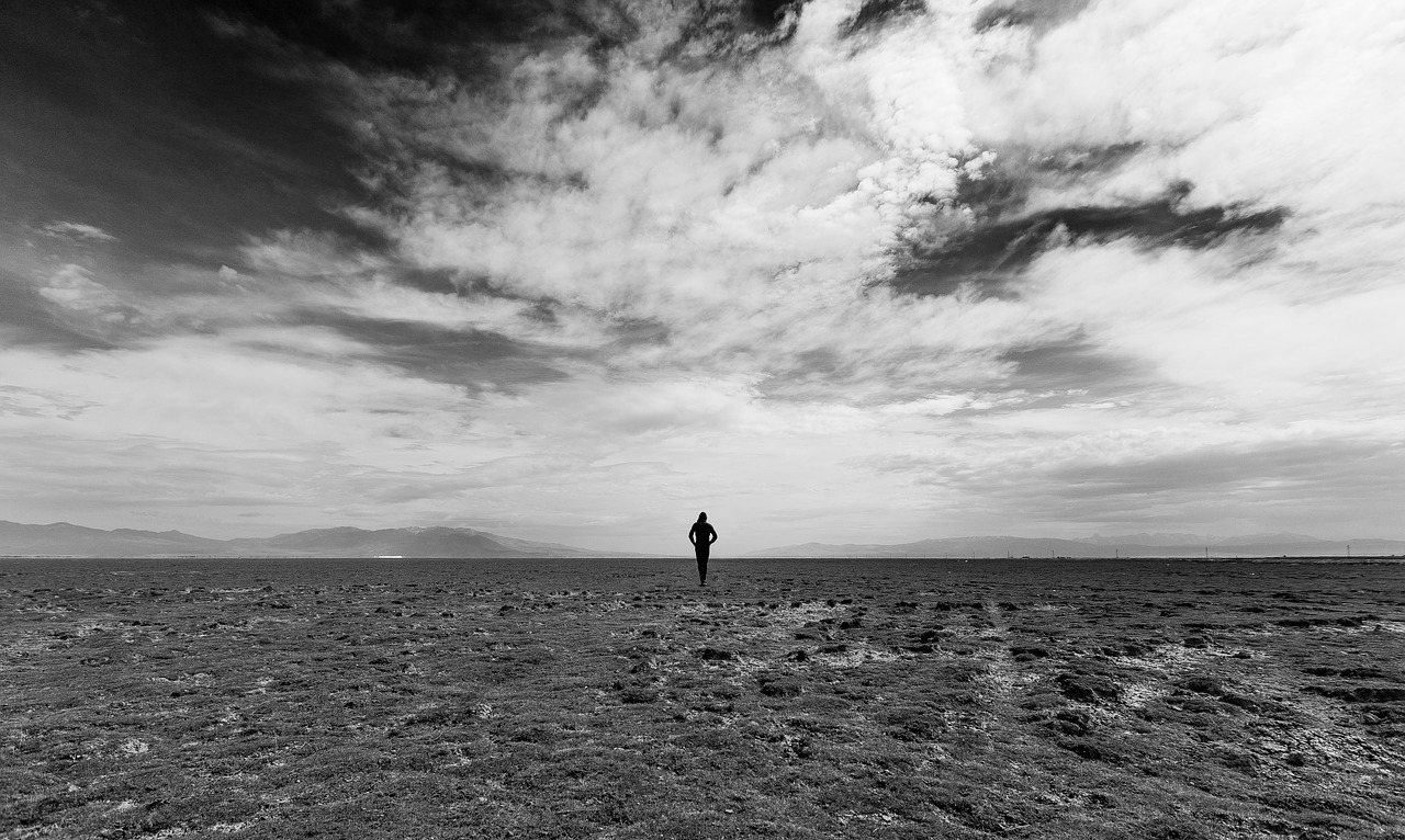 Image - black and white people alone man
