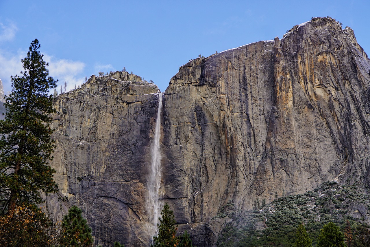 Image - waterfall hill mountain rocks