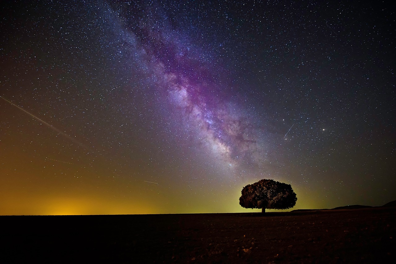 Image - dark night sky stars horizon