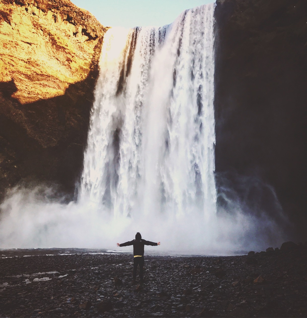 Image - waterfall hill landscape nature