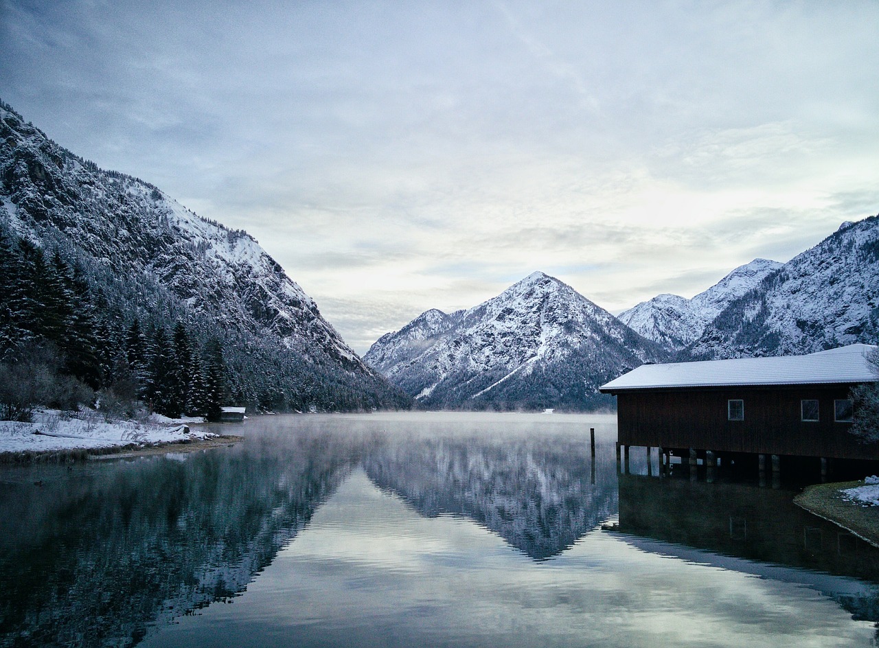 Image - sky clouds lake water reflection