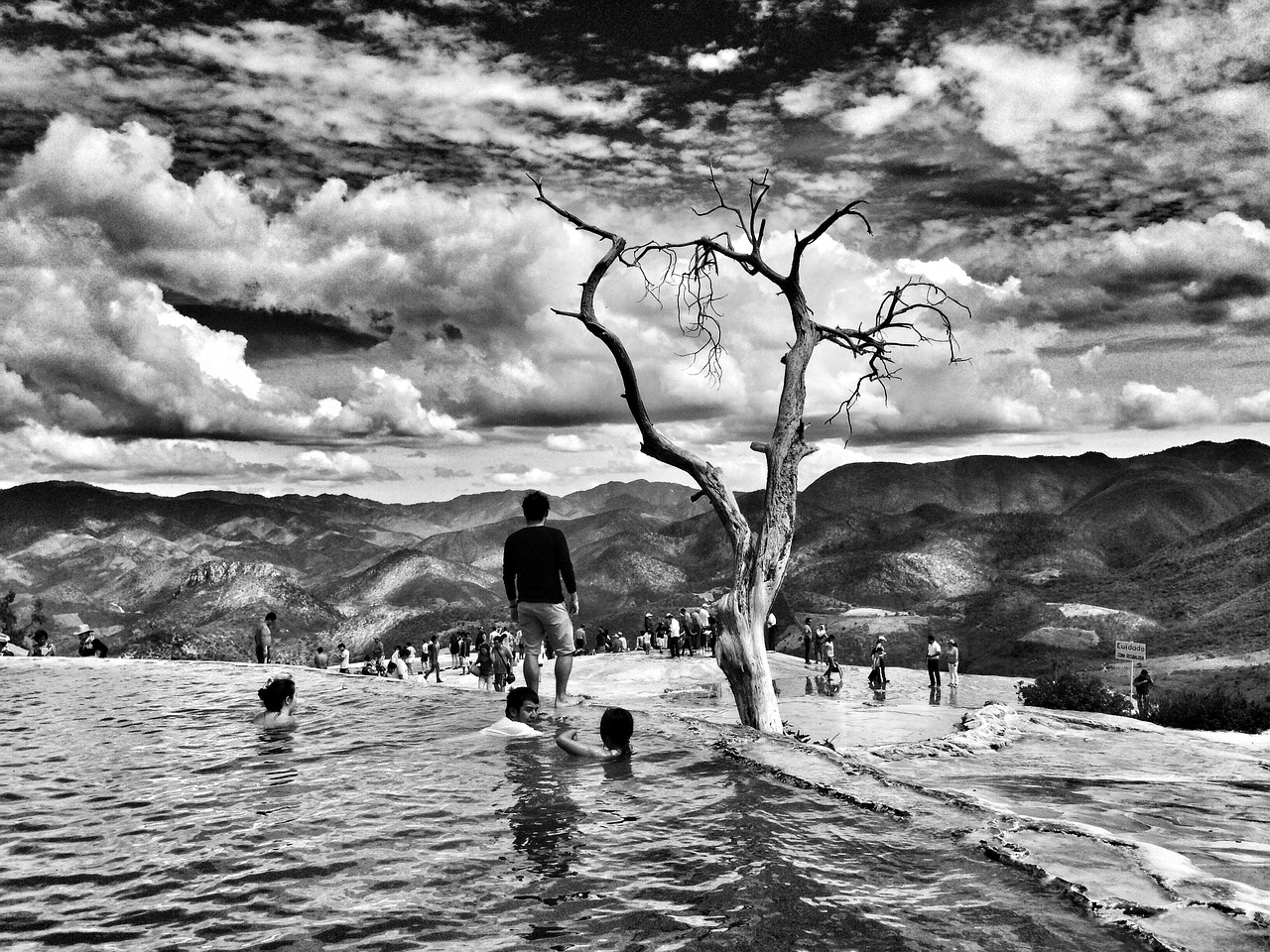 Image - black and white swimming pool