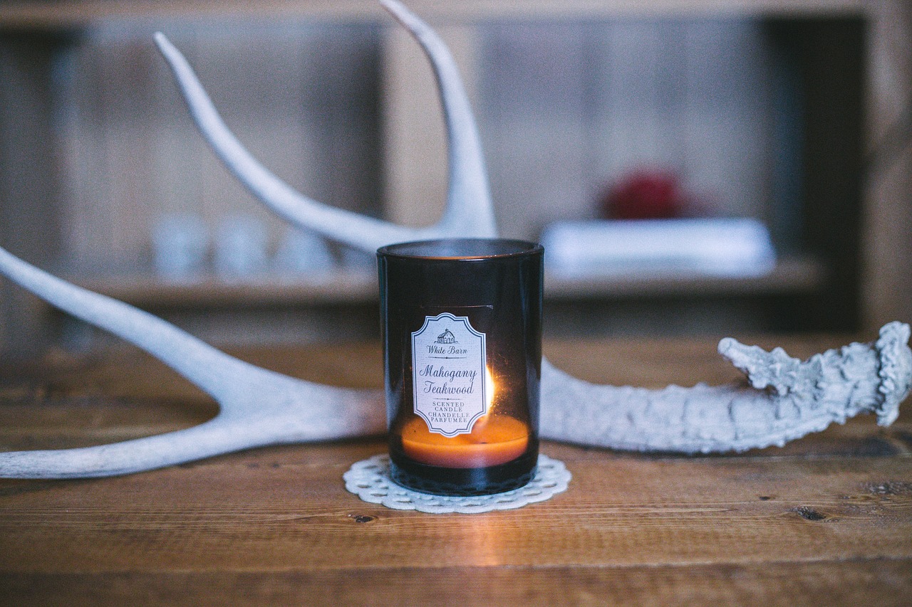 Image - glass candle light wooden table