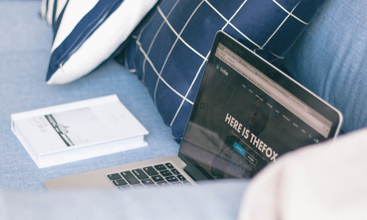 Image - couch sofa book pillow laptop