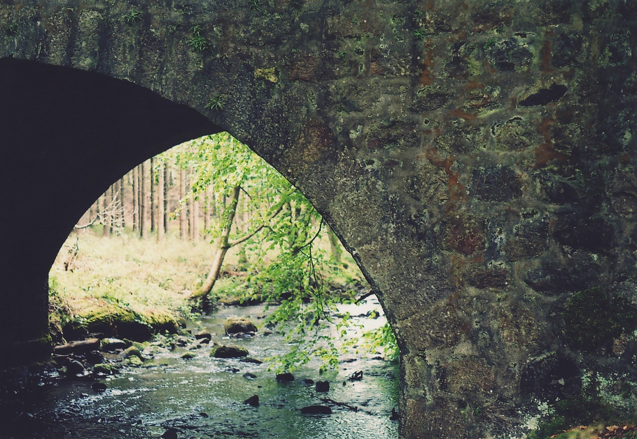 Image - river water rock wall tunnel