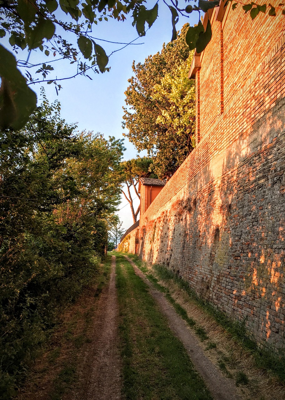 Image - wall building green grass path