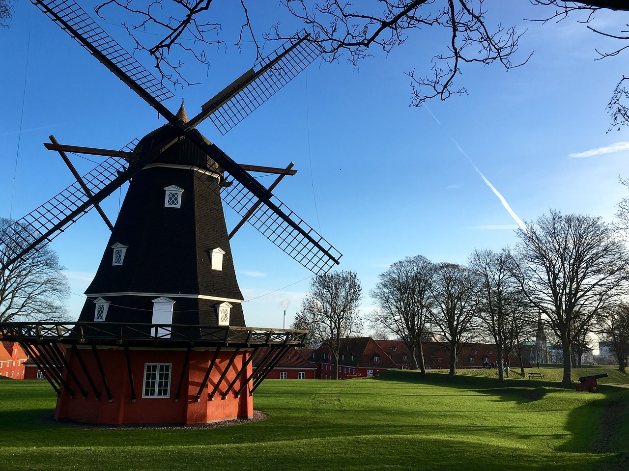 Image - windmill green grass tree plant