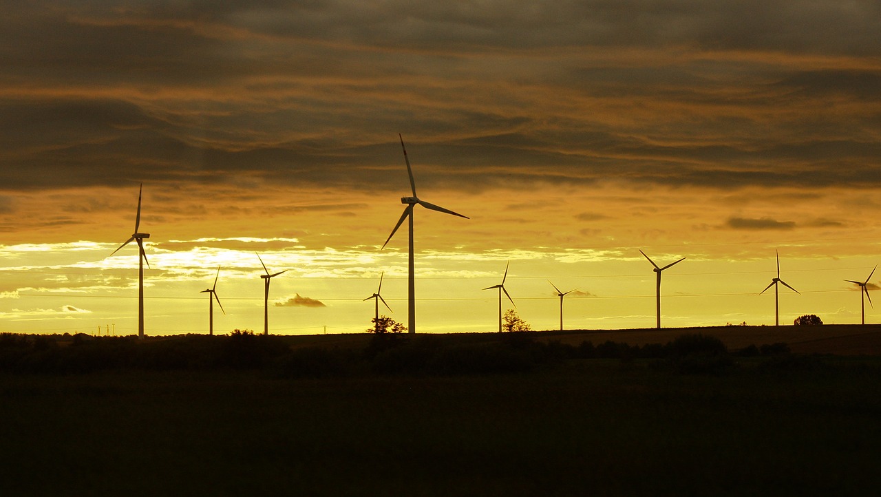 Image - windmill structure dark sunset sky