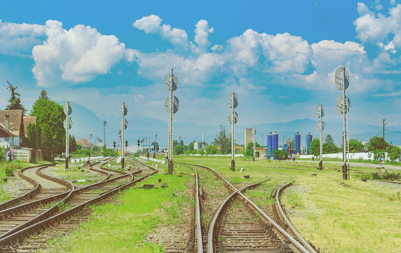 Image - green grass field railway track