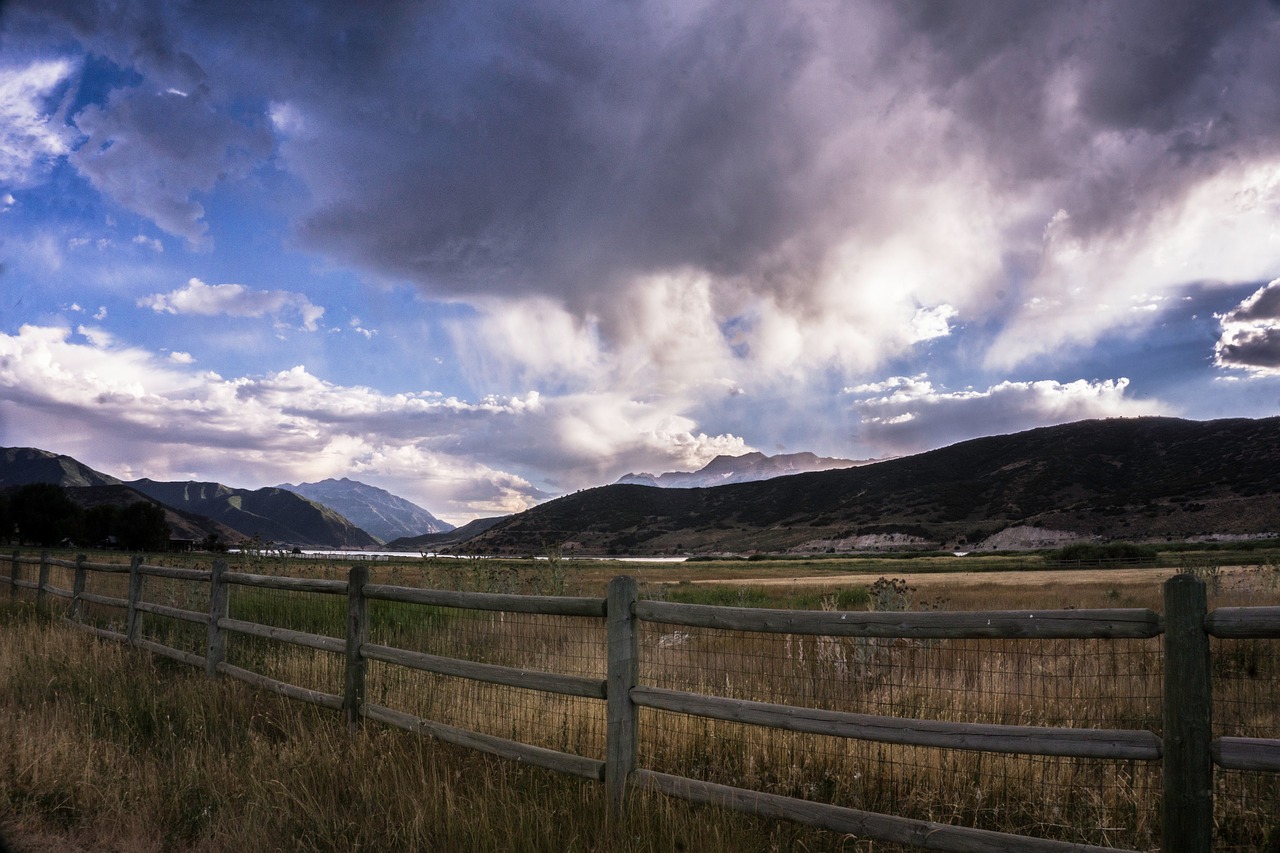 Image - mountain highland wood fence blue