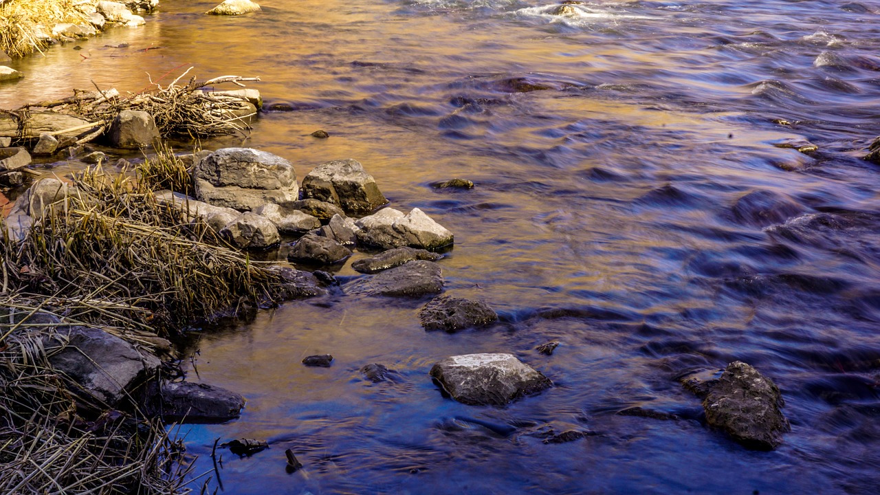 Image - blue river water rock grass