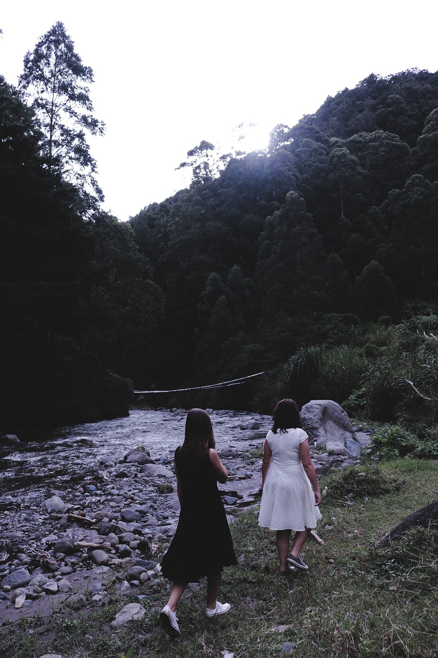 Image - people women girls walking river