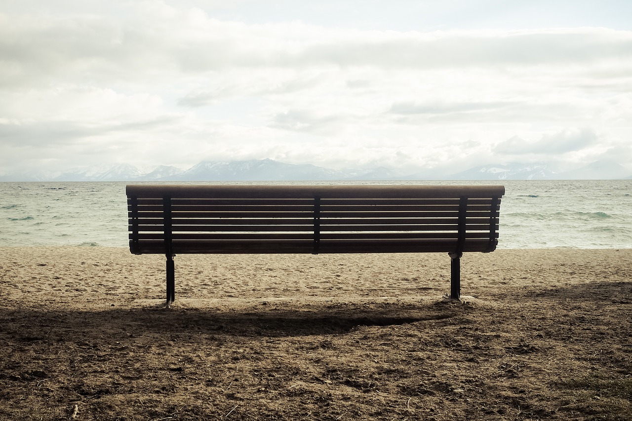 Image - sea ocean water wave nature bench