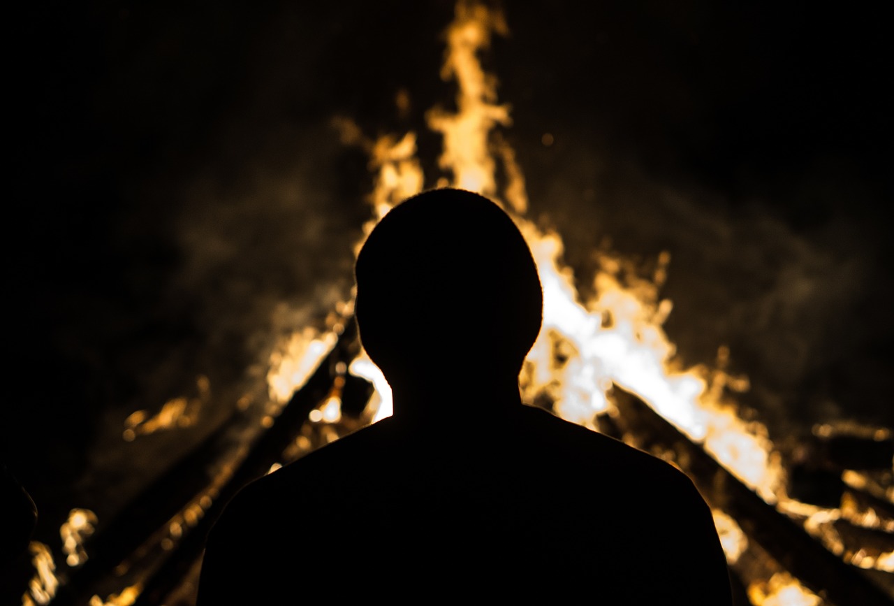 Image - dark night bonfire flame light