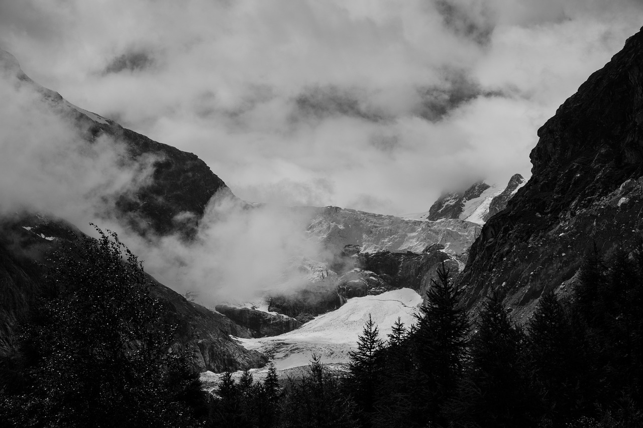 Image - black and white mountain highland