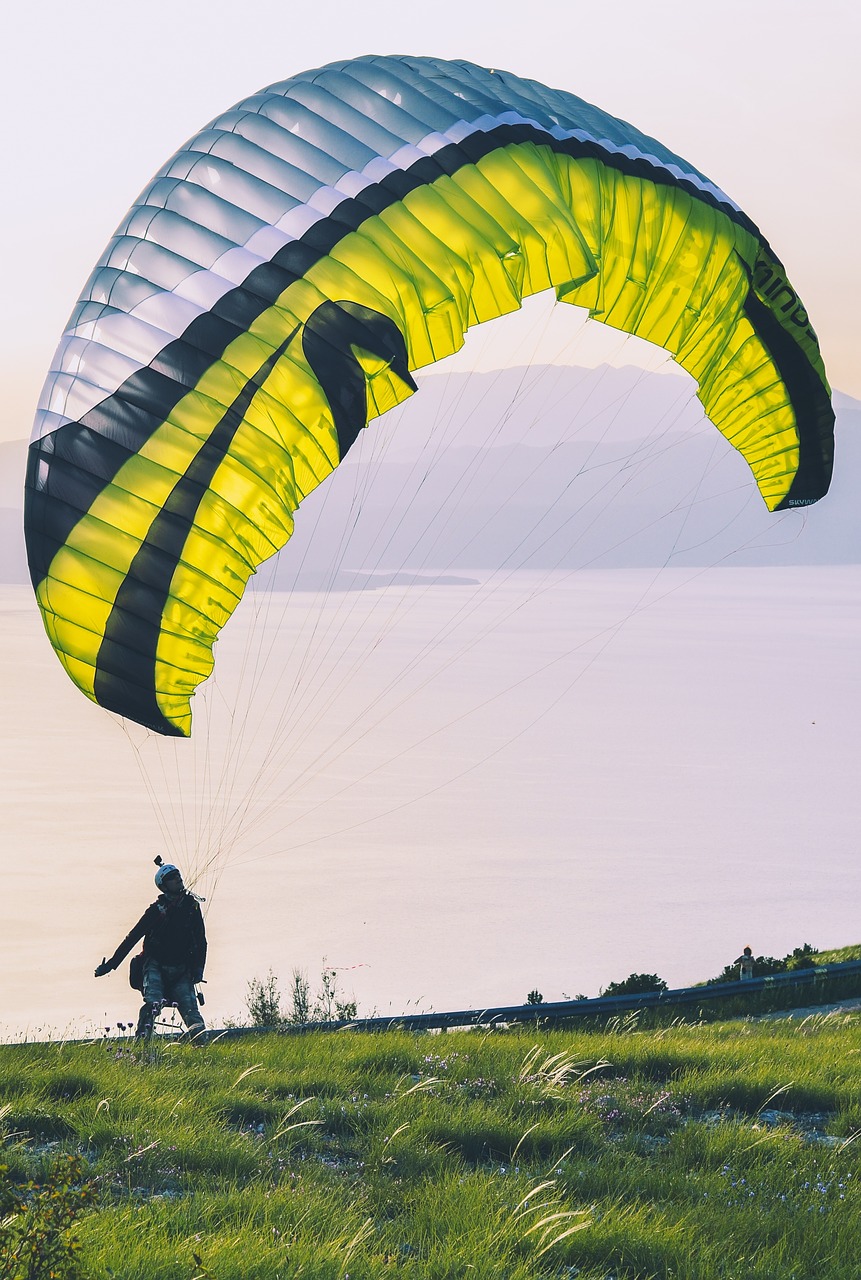 Image - air sports paragliding green grass