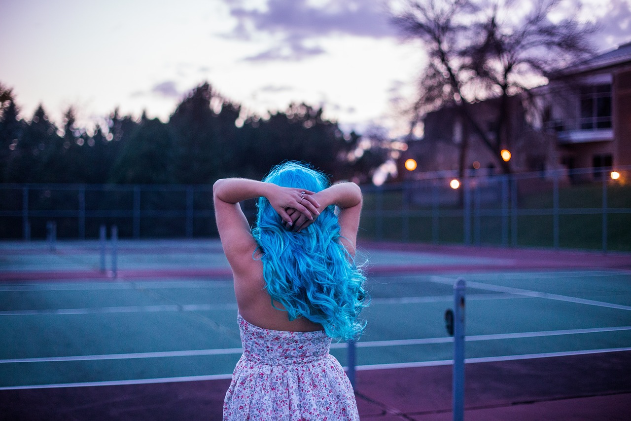 Image - people blue hair girl tennis