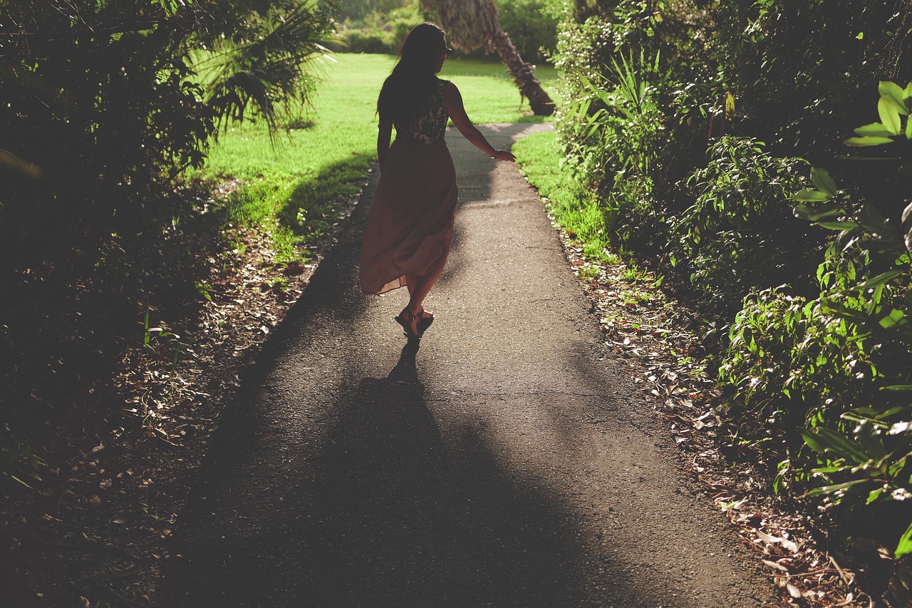 Image - people woman pathway trees nature