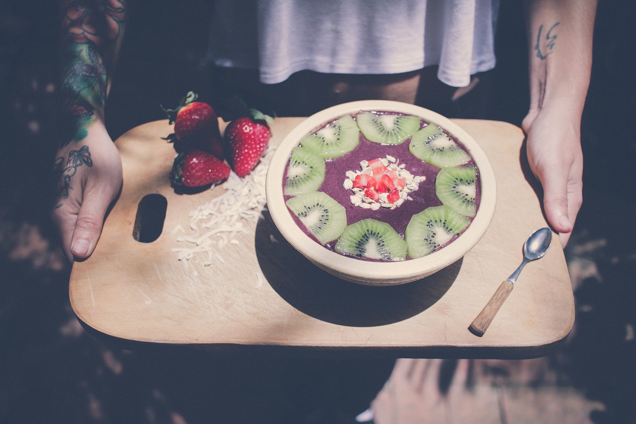 Image - fruit salad food kiwi strawberry