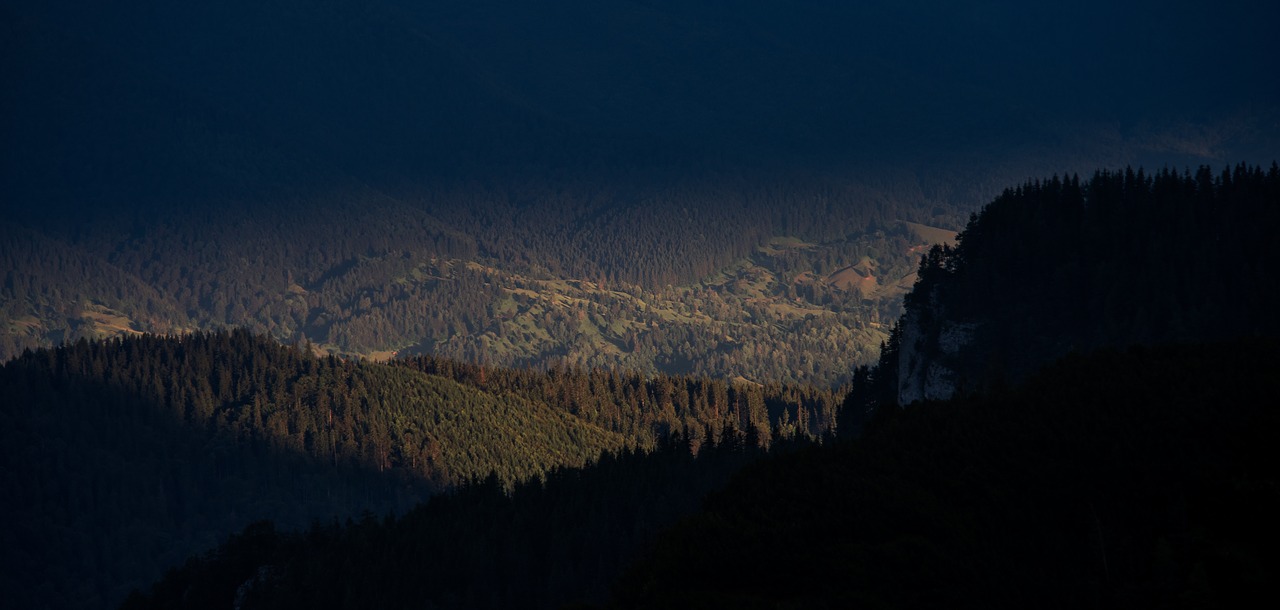 Image - blue dark mountain valley trees