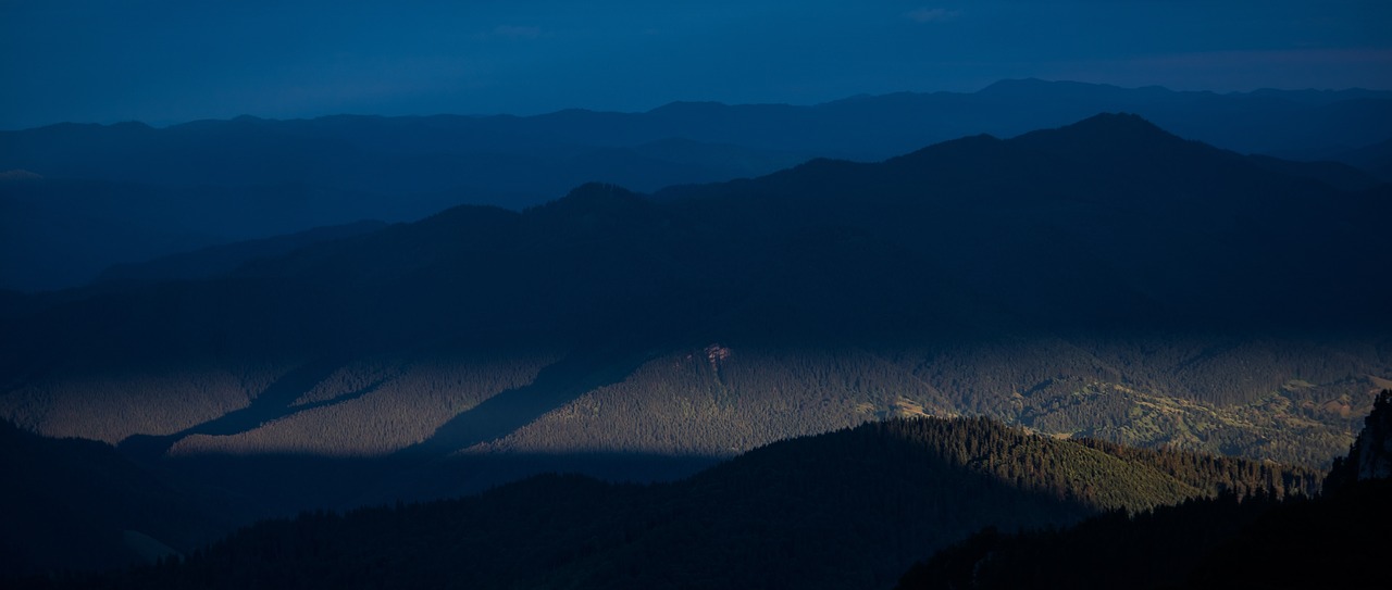 Image - blue dark mountain valley trees