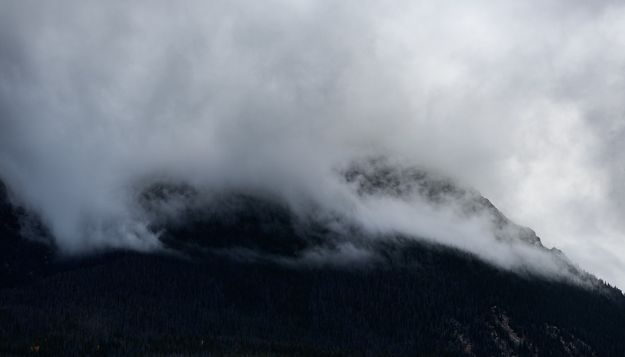 Image - dark clouds sky mountain fog cold