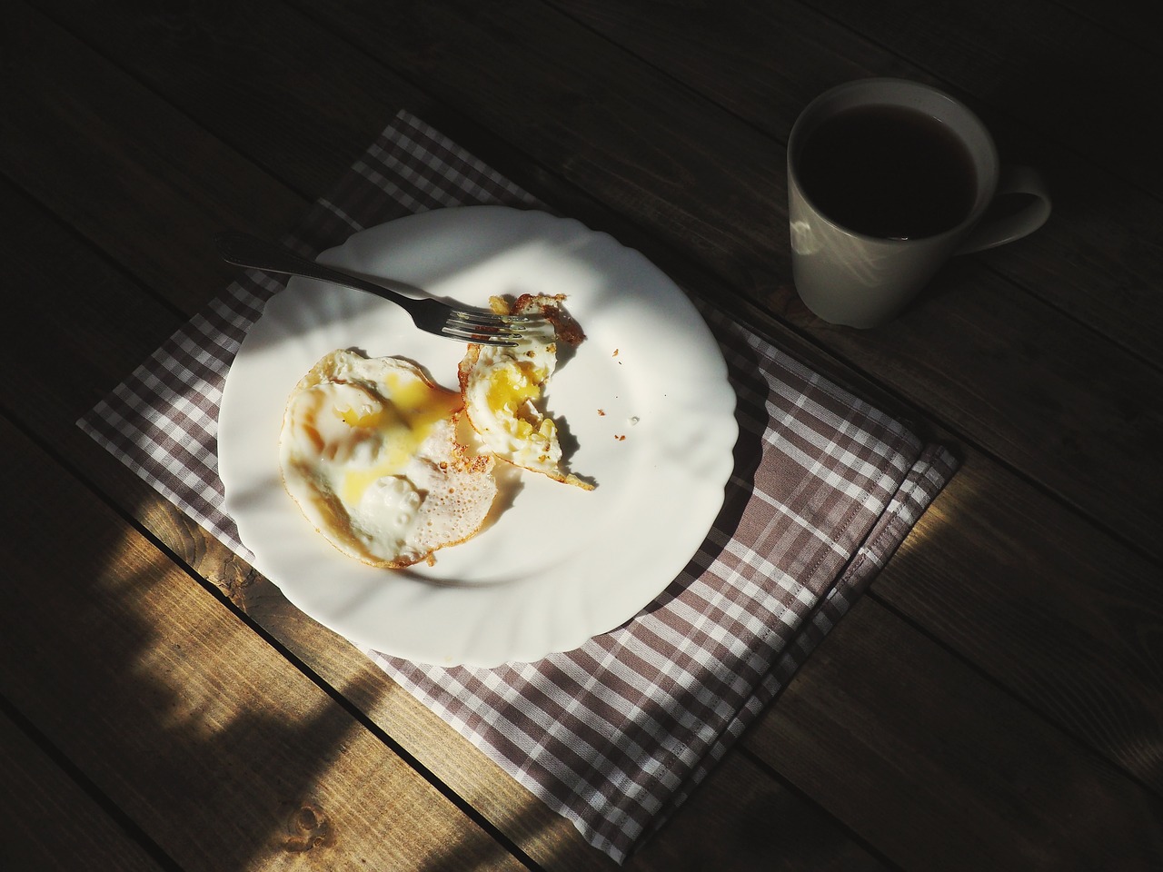 Image - table cloth plate fried egg