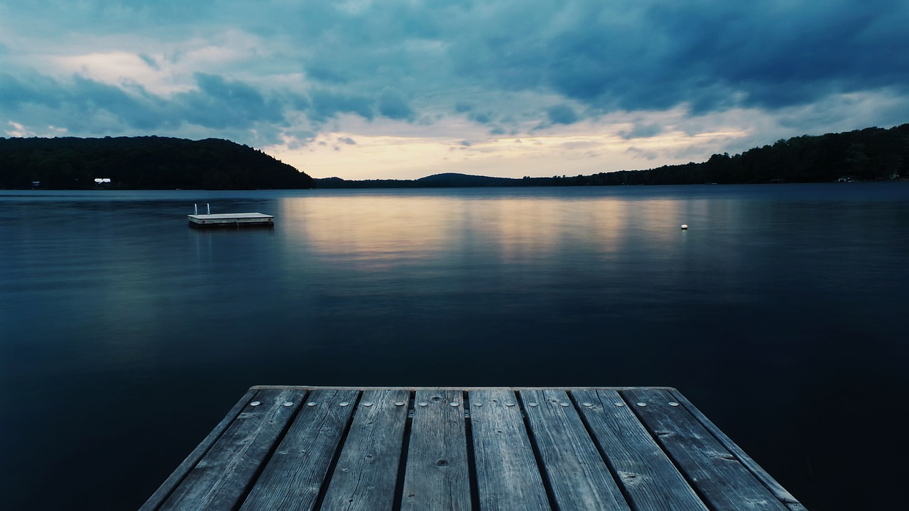 Image - wood lake water dark clouds sky