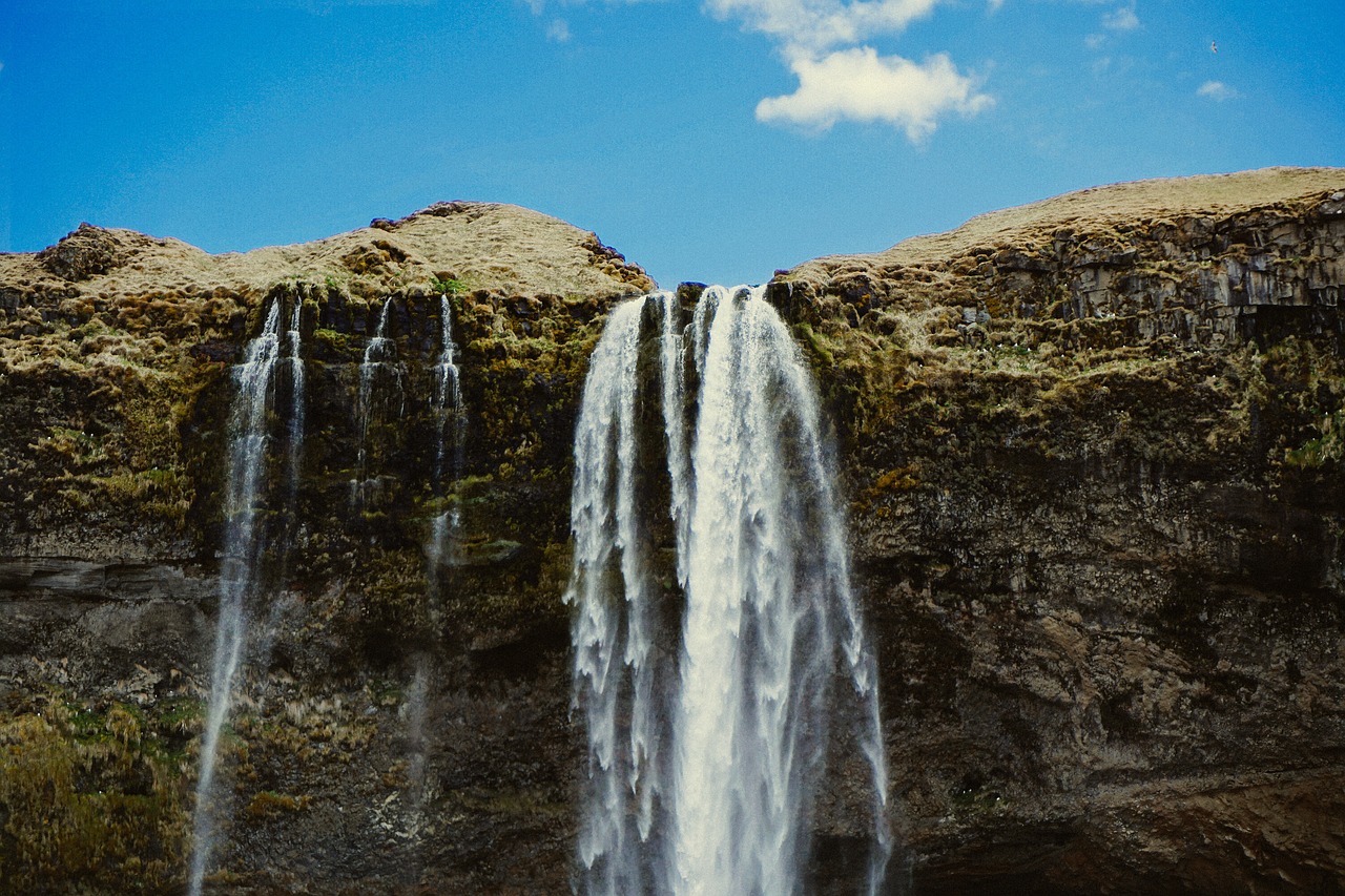 Image - waterfall nature rocks hill moss