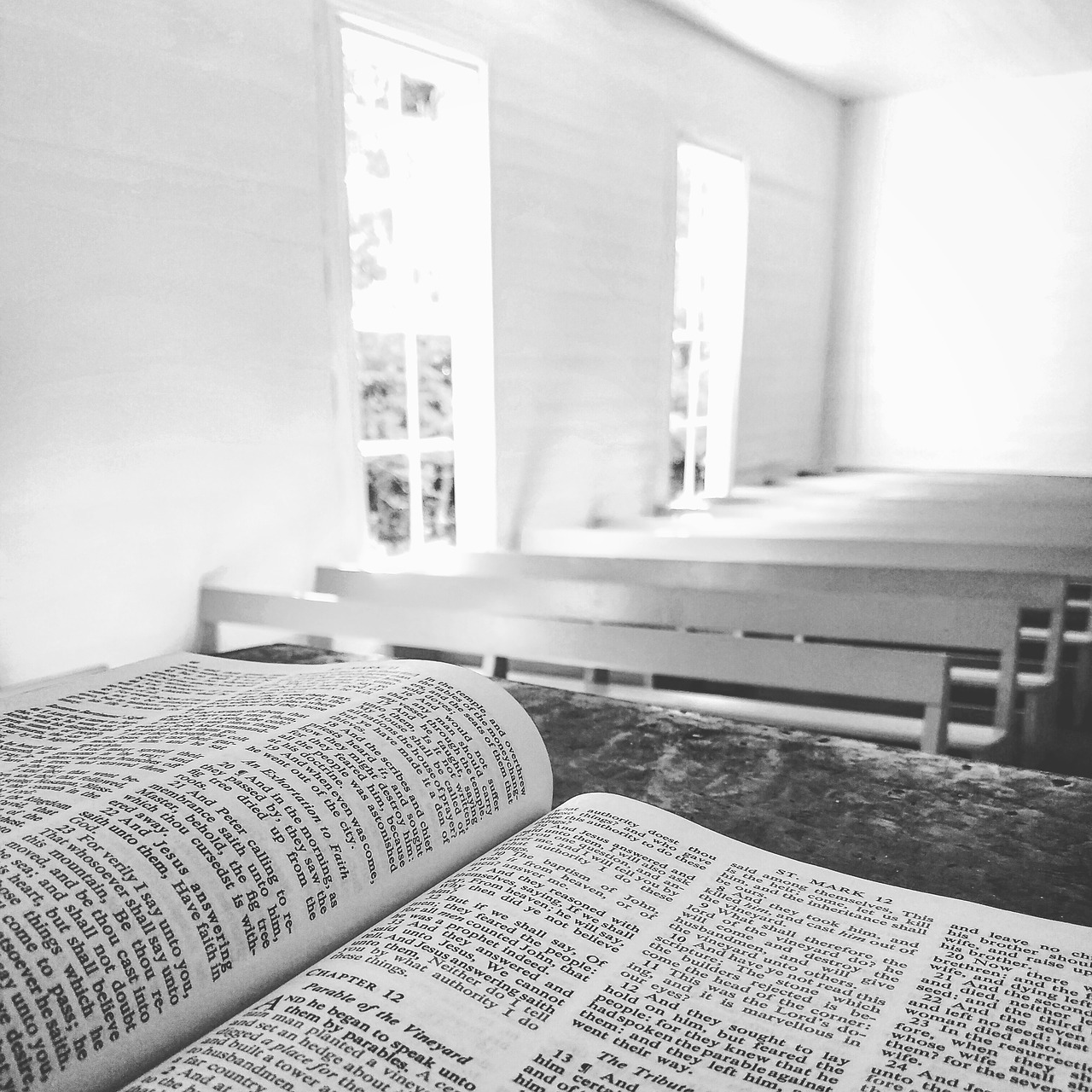 Image - bible book reading altar bench