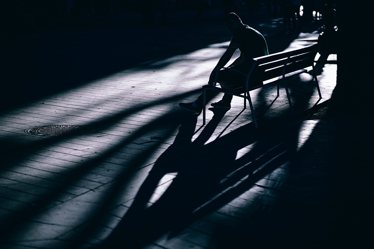 Image - dark bench people man alone