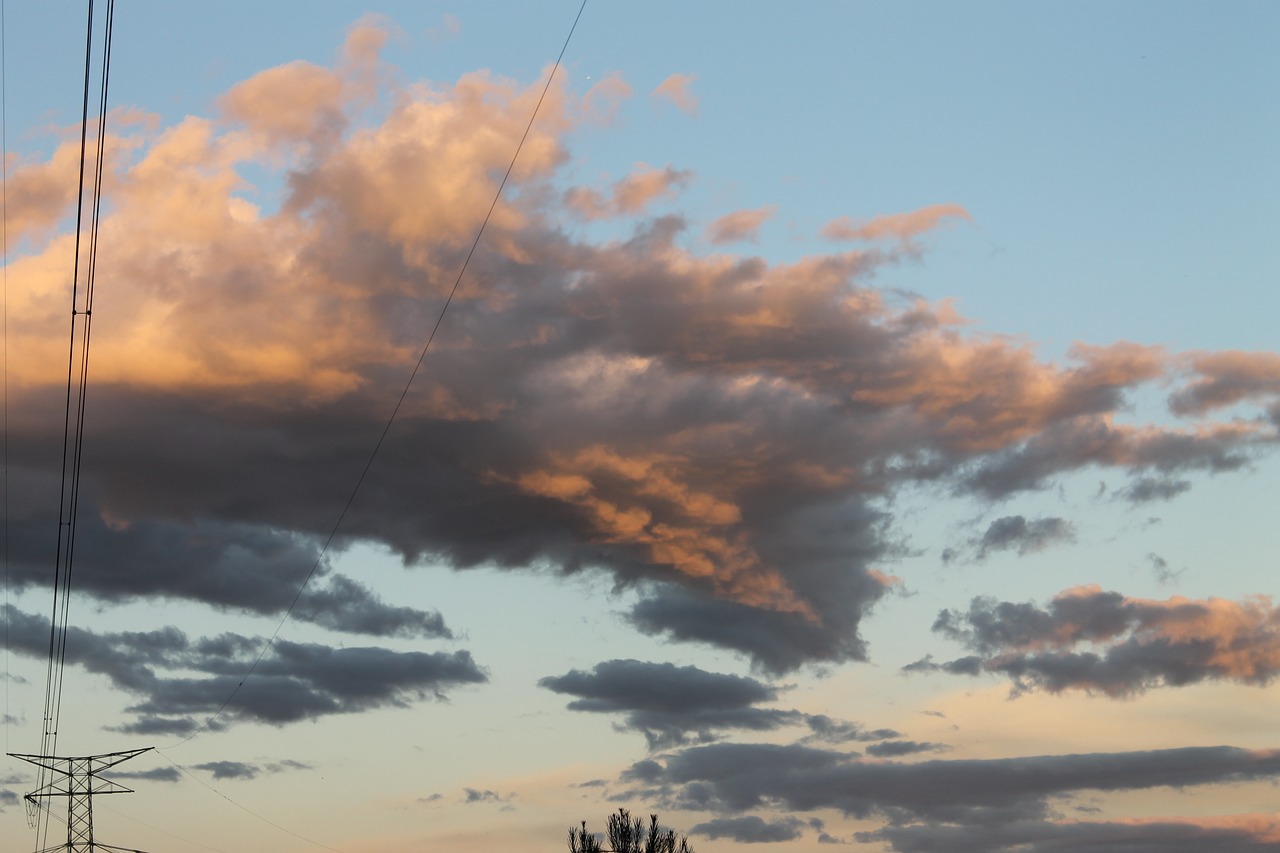 Image - transmission line clouds sky