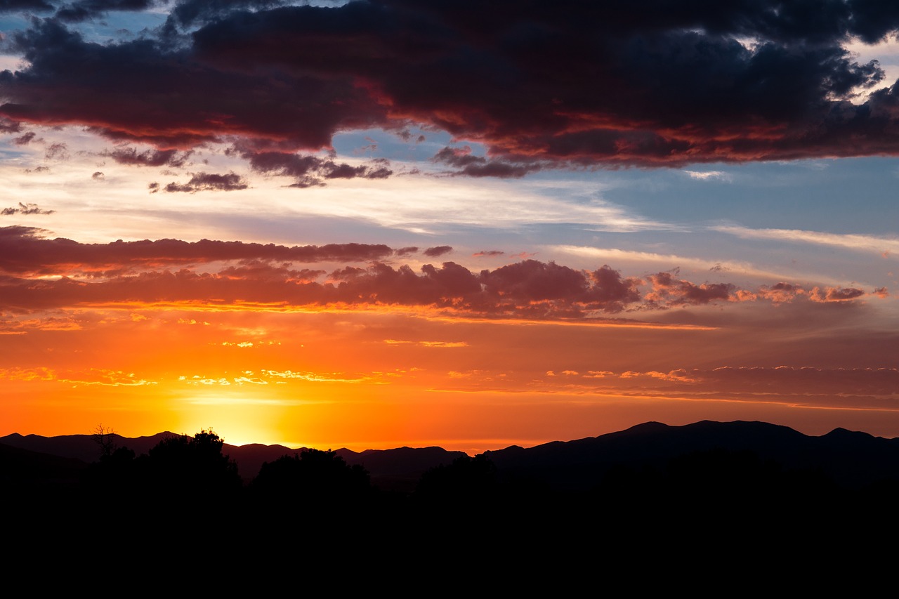 Image - dark mountain sky clouds orange