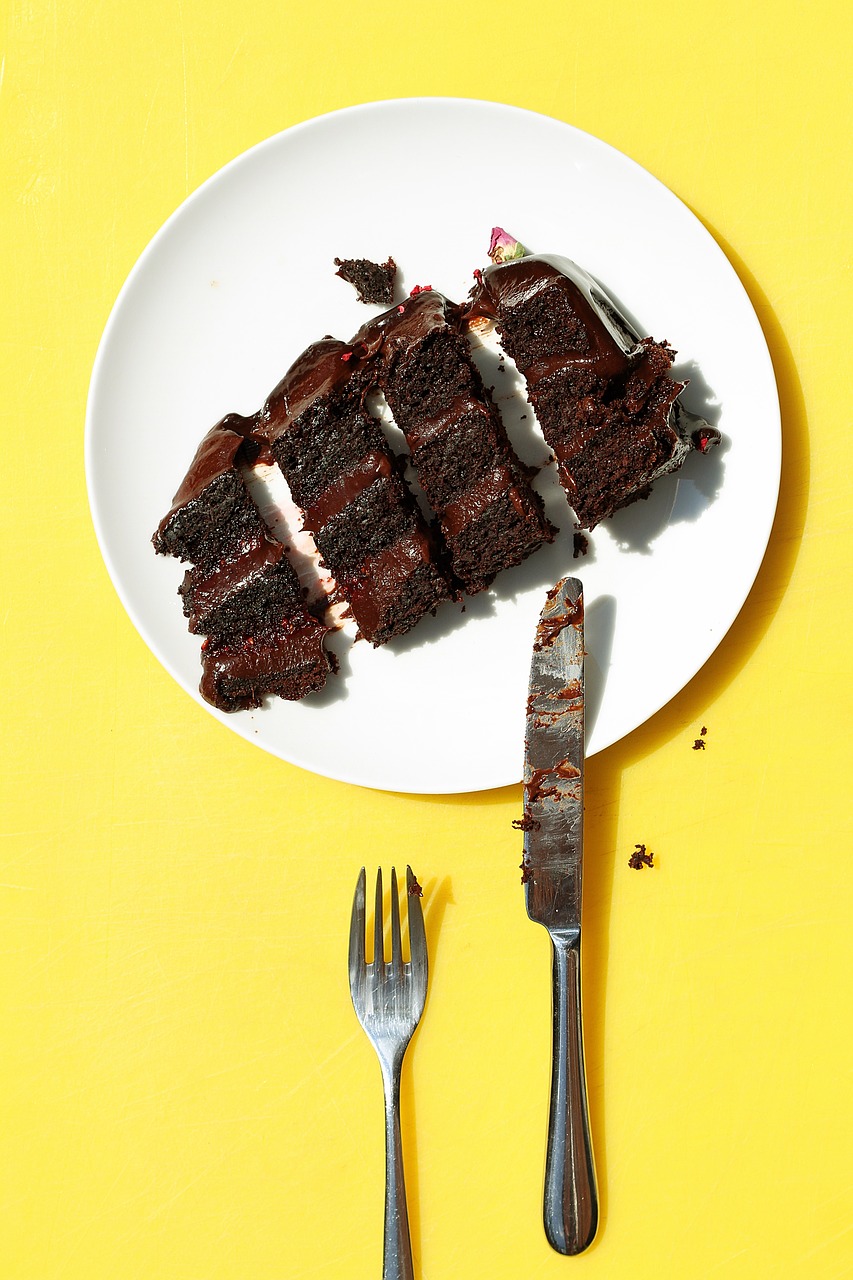 Image - fork bread knife plate chocolate