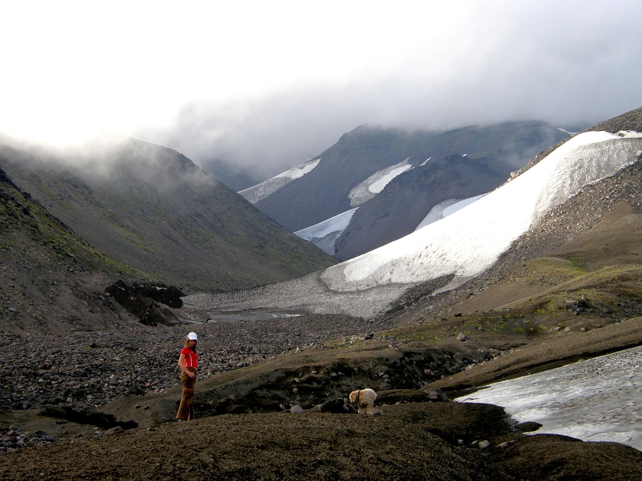 Image - mountains snow summer stroll fog