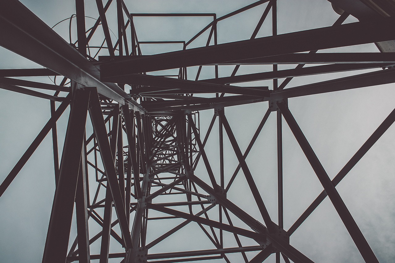 Image - steel metal tower black and white