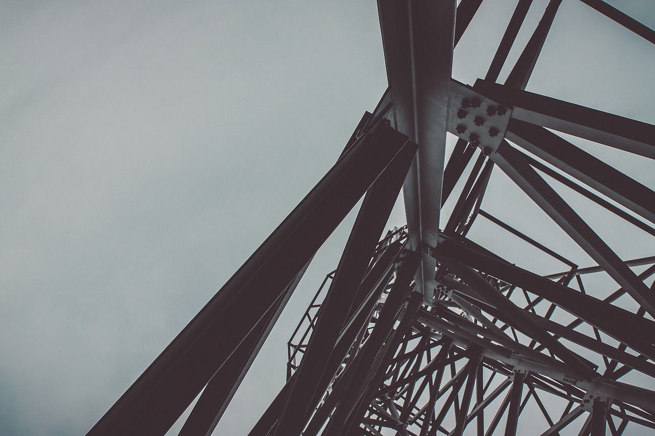 Image - steel metal tower black and white