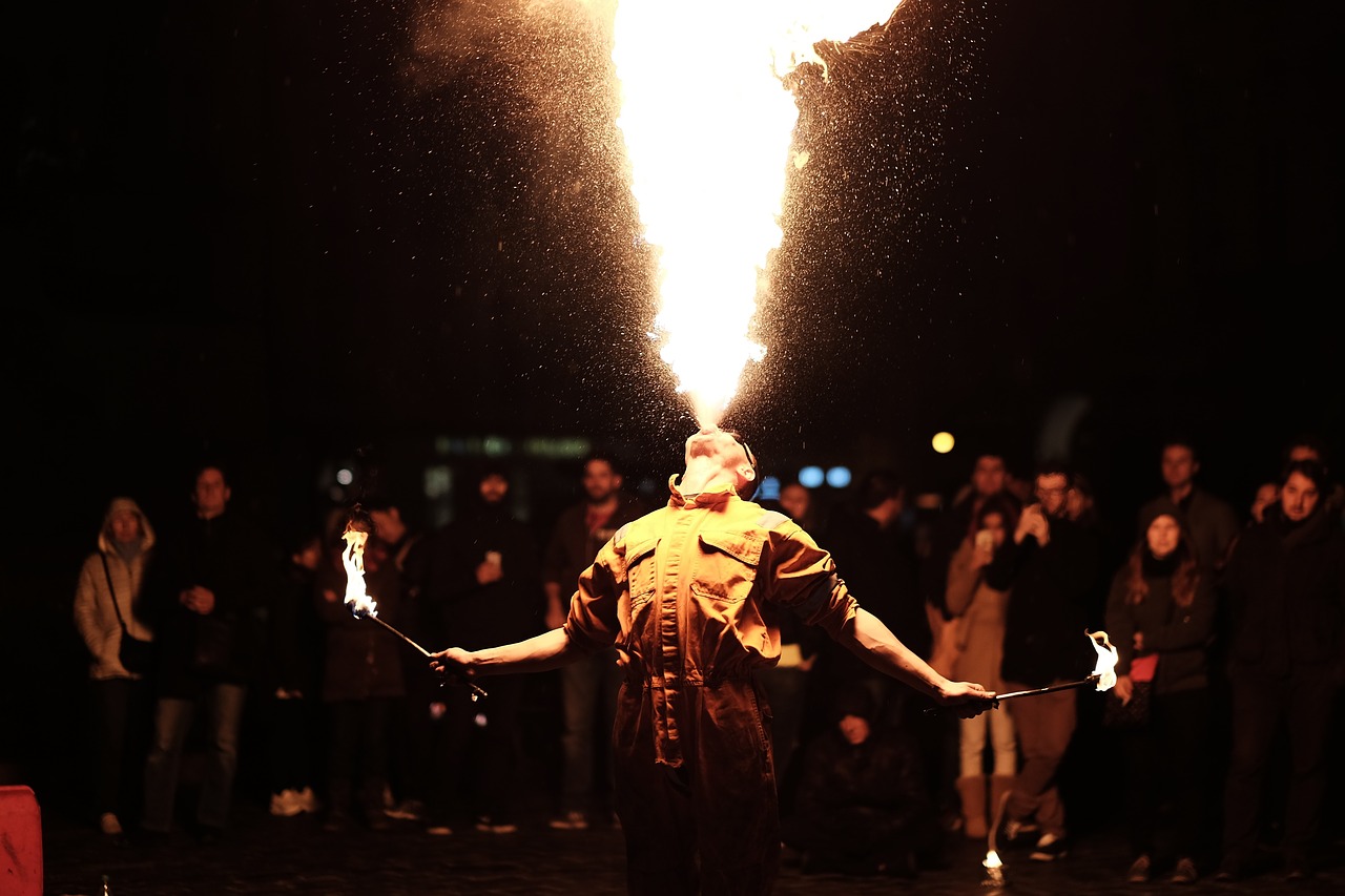 Image - people men dancer dancing fire