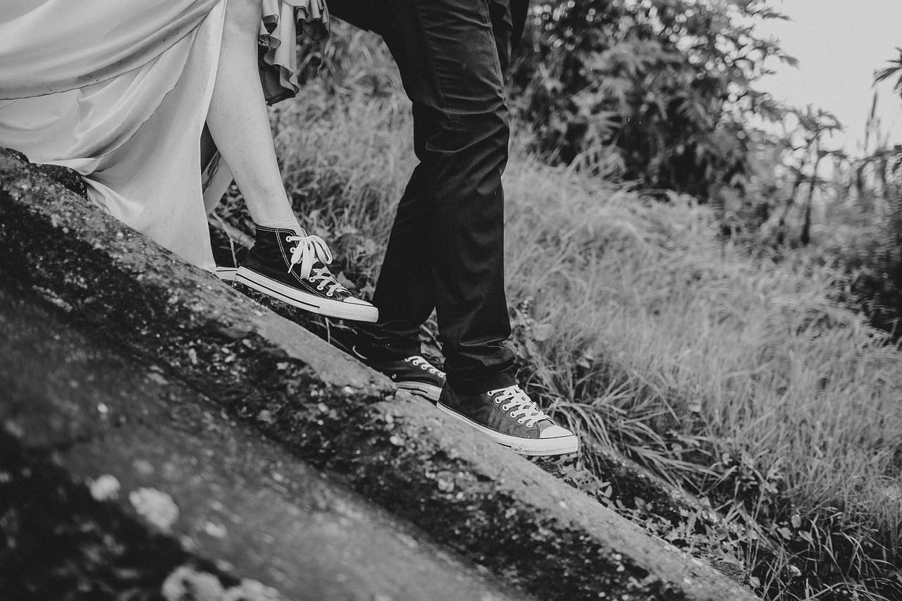 Image - black and white pathway legs shoes