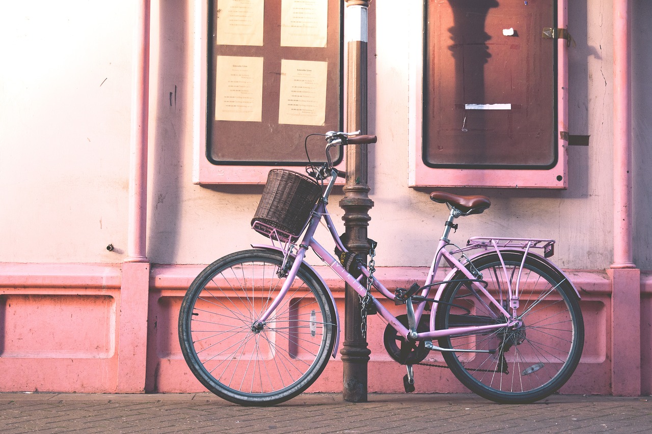 Image - pink wall bike bicycle outside