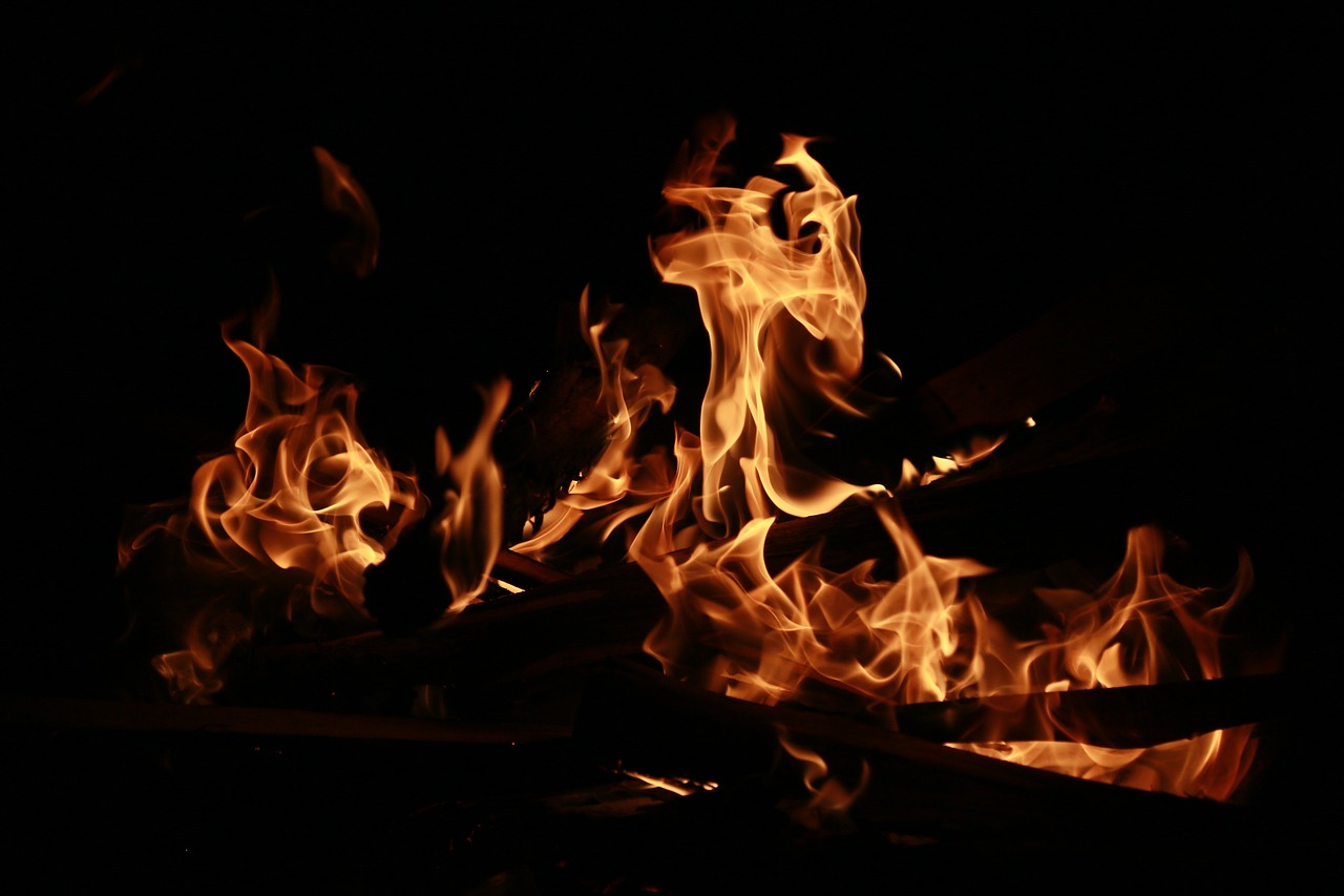 Image - dark night fire flame bonfire hot