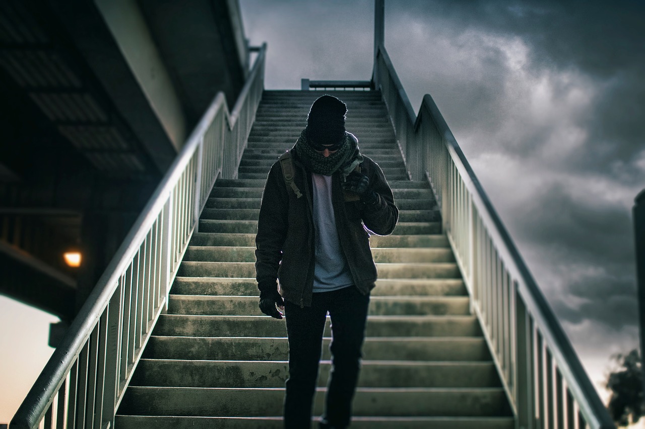 Image - clouds dark sky people man alone